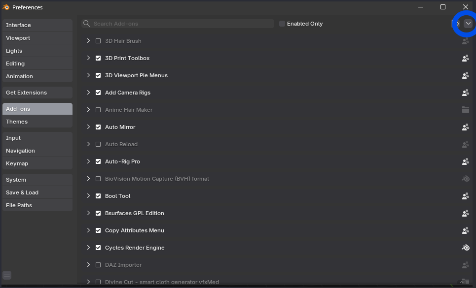 Preferences Add-ons